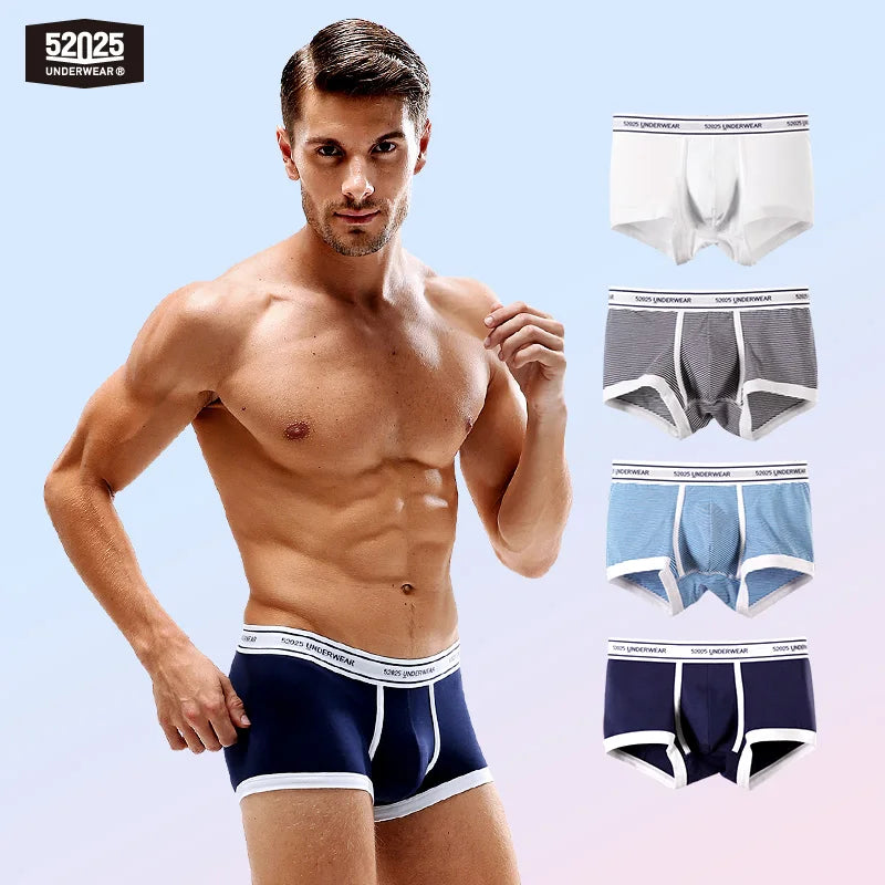52025 Men's Boxers (4-Pack) – Soft, Breathable Cotton Modal with Anti-Bacterial Patented Crotch for Ultimate Comfort & Freshness
