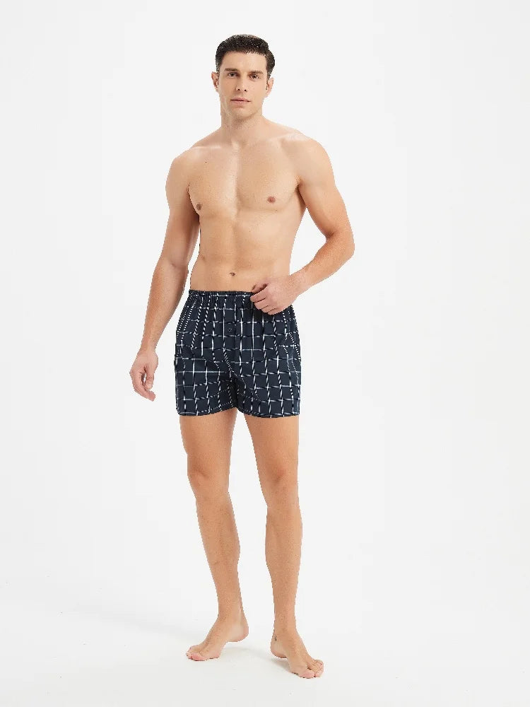 10pcs Men's Underwear Spring/Summer Boxer Shorts Comfort Elastic Waistband Colored Check Baggy Briefs Random Colors